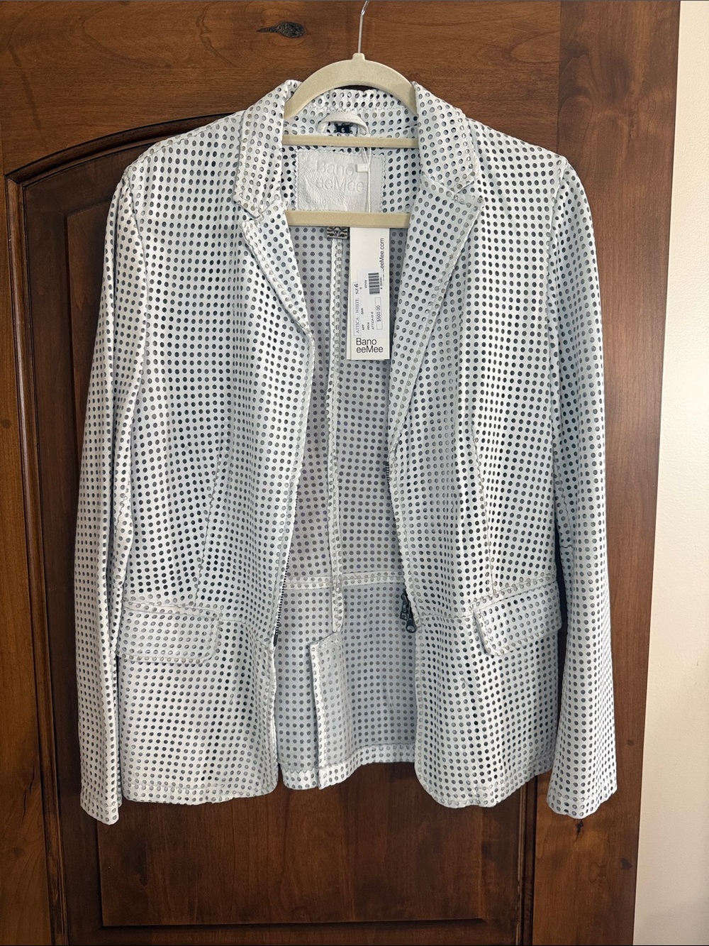 Women's White vintage perforated leather jacket
